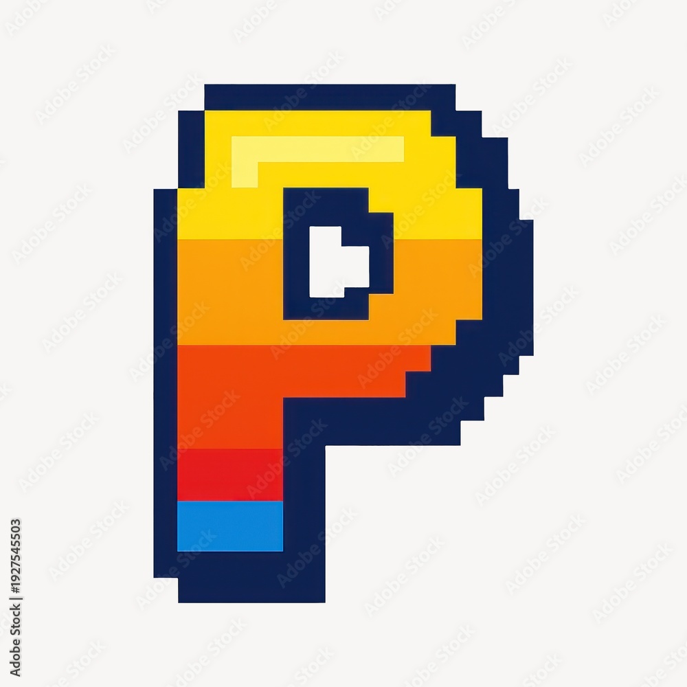 Fototapeta premium Colorful pixelated letter P