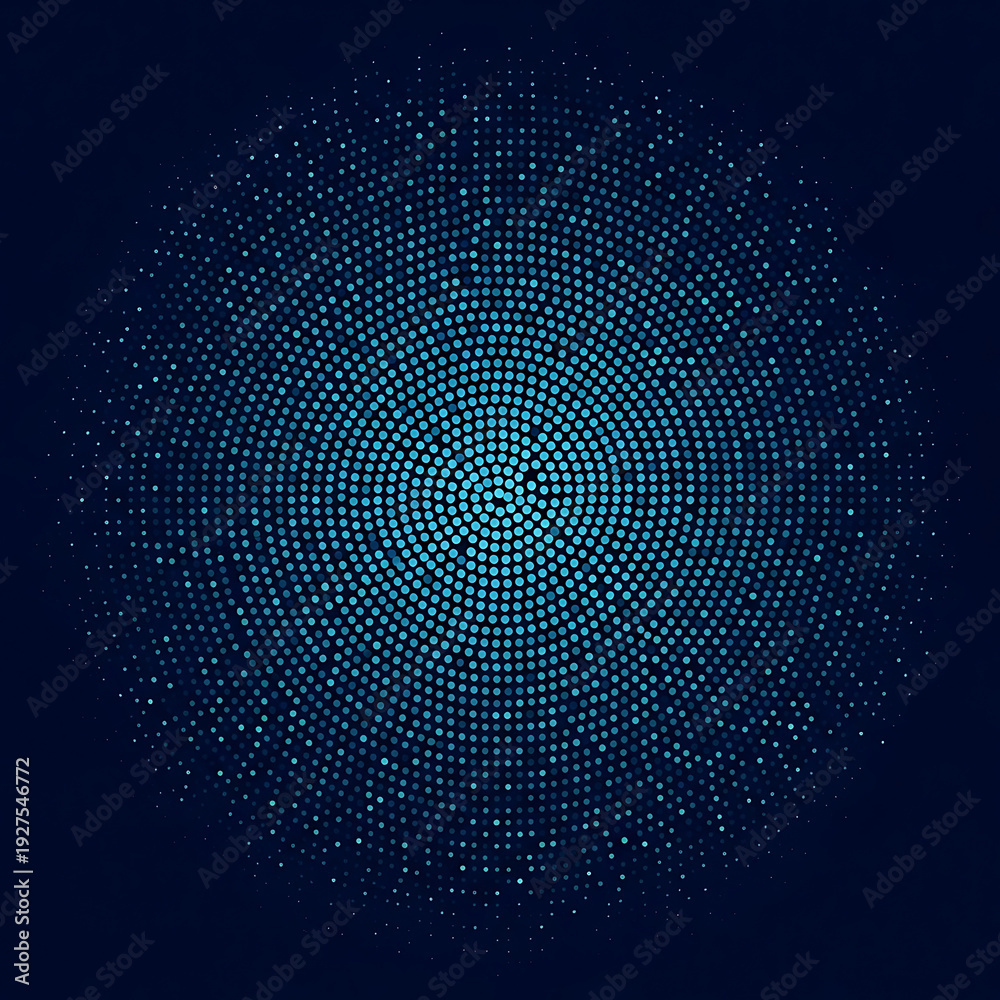 Fototapeta premium Blue dot pattern circular on dark background blue dots circular pattern concentric circles