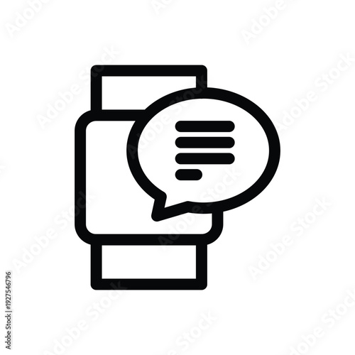 smartwatch with bubble chat outline icon vector design good for web or mobile app