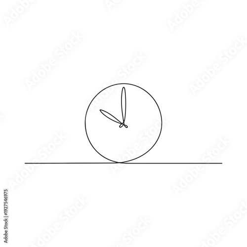 A simple black and white illustration of a circular clock face showing approximately ten minutes past the hour