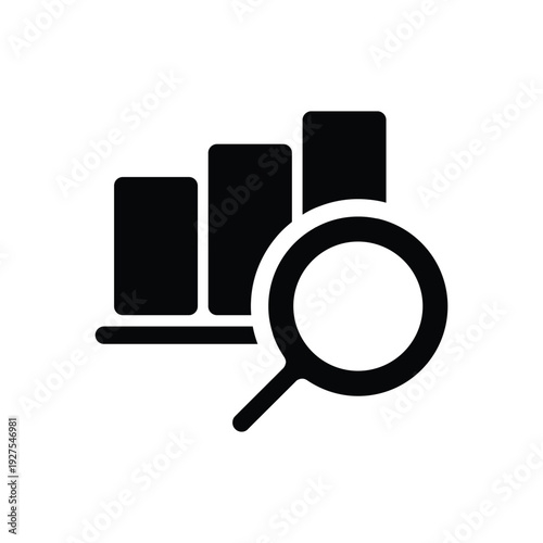 magnifying glass and graph solid icon vector design good for web or mobile app