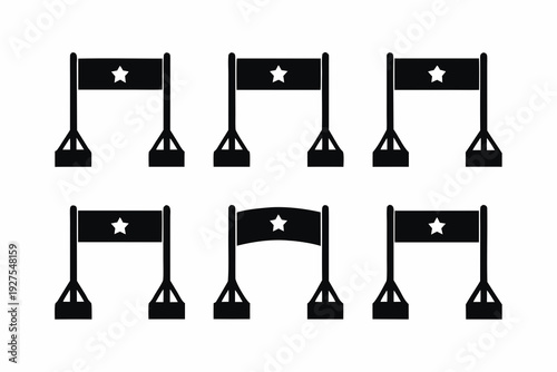 set of Finish Line Banner silhouette vector illustration isolated on white background