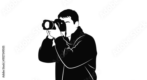 A photographer taking a picture with a dslr camera black silhouette