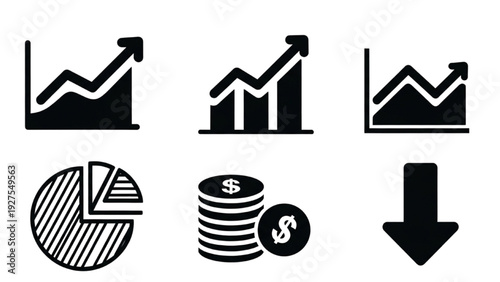Vector Icon Sheet Displaying Financial Trends and Data Analysis Graphics
