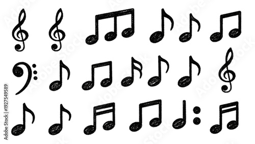 Vector Icon Sheet of Music Symbols and Notes for Design Projects