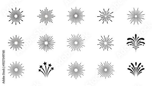 Collection of Vector Icon Sheet Featuring Floral Elements and Abstract Designs