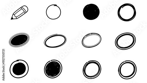 Vector Icon Sheet Featuring Various Shapes and Symbols in Different Styles and Sizes