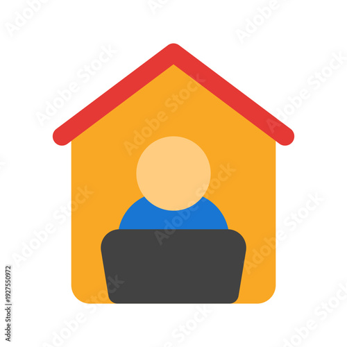 work from home flat icon