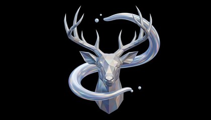 Modern 3D deer logos with iridescent textures and low-poly art style