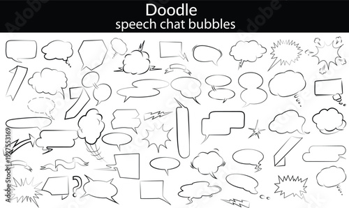 hand drawn speech and thought bubbles with yellow and blue highlights for creative storytelling and communication design.