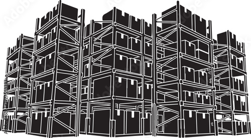 Industrial Storage Facility with Multiple Levels of Shelving Units