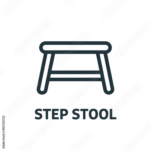 Simple line drawing of a step stool with text labeling below