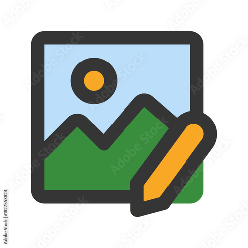 edit image flat line icon