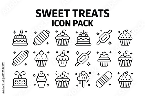 Sweet treats icon pack with various desserts and candies