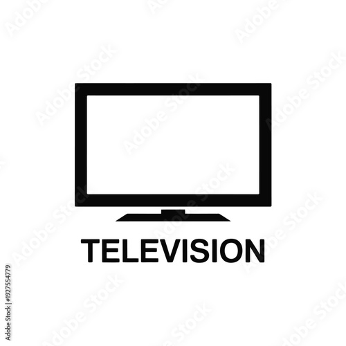 Simple black television icon with the word television underneath it