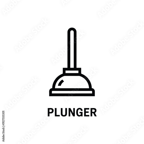 Simple black and white line drawing of a household plunger icon