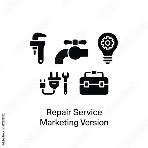 Icons representing plumbing electrical work and general repair services