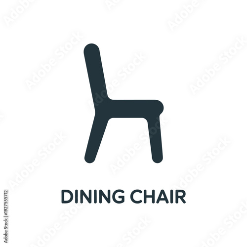 Simple graphic of a dark blue chair with the text dining chair