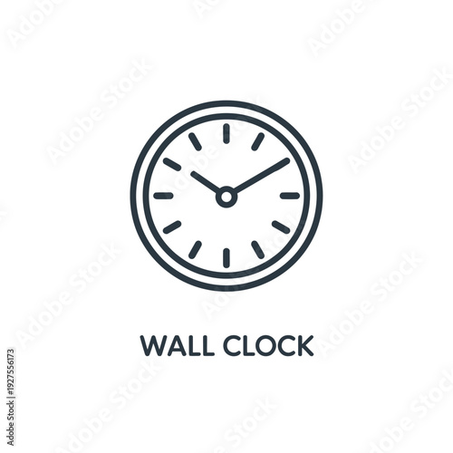 Simple line art illustration of a circular wall clock displaying ten past two