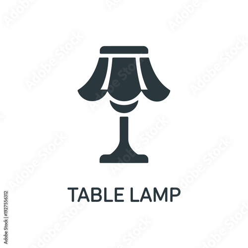 Simple illustration of a dark blue table lamp on a white background