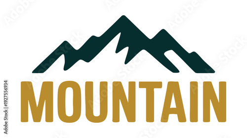 Mountain silhouette logo with stylized peaks and bold text beneath
