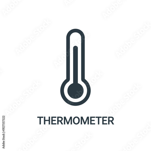 Simple illustration of a dark blue thermometer against a white background