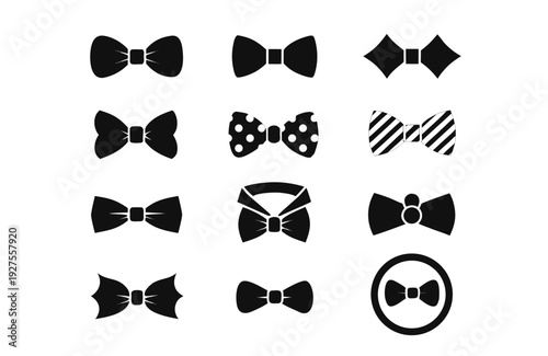 Classic Bow Tie icon set of Silhouette Vector Graphic Design