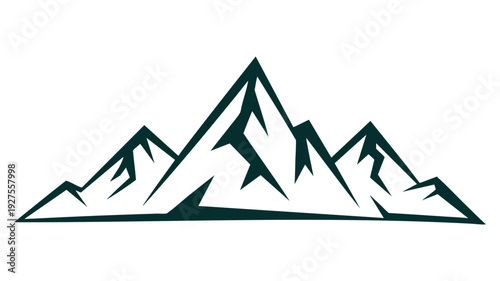 Stylized depiction of a mountain range silhouette against a plain background