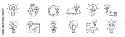 A collection of creative lightbulb icons representing innovative ideas and inspiration
