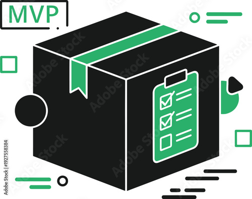 Minimum viable product box checklist mvp startup development icon