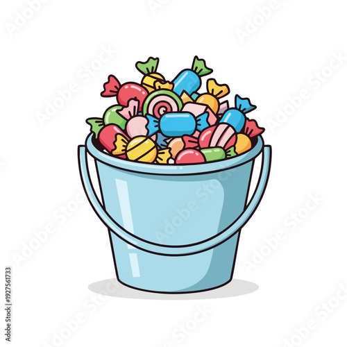 Colorful Sweets in a Bucket