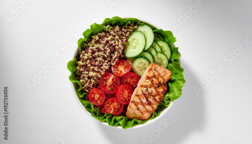 Wallpaper Mural A bowl of salad with a piece of salmon and tomatoes Torontodigital.ca