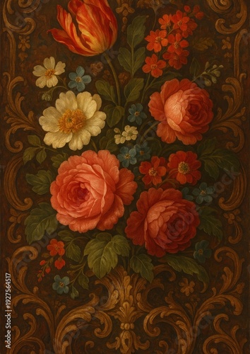 Elegant floral vintage wallpaper design.