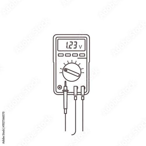 Digital Multimeter with Leads and Display.