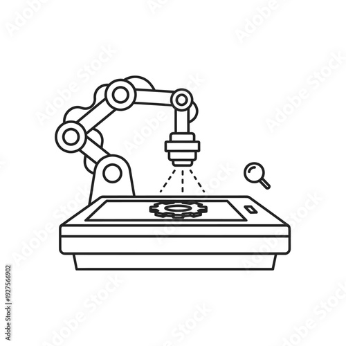 Robotic arm working on gear.