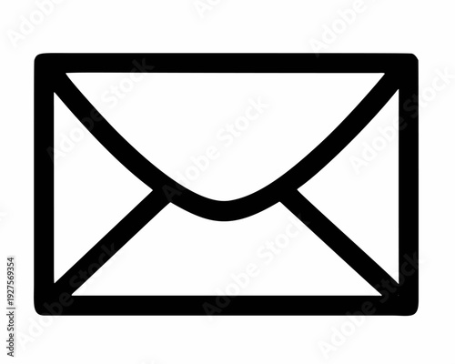 Simple Black Outline of an Envelope Icon on a White Background.