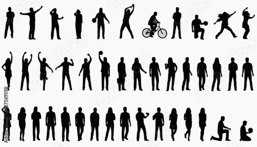 silhouette of a woman People Silhouette Icons Set – Men Women Dancing Sports Walking Jumping Cycling Lifestyle Action Black Vector Collection