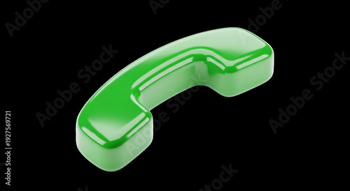 Shiny green telephone receiver with sleek modern design
