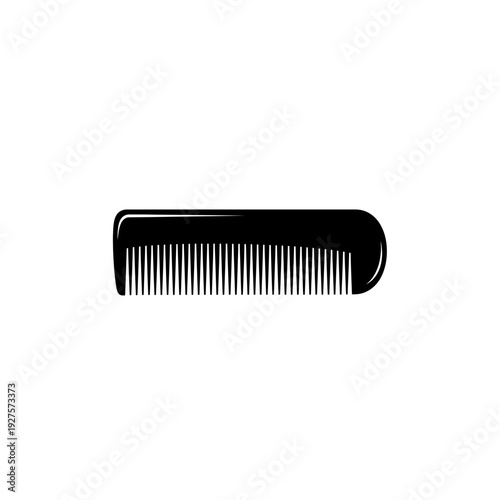 Classic Black Hair Comb on White Background - Simple Grooming Tool