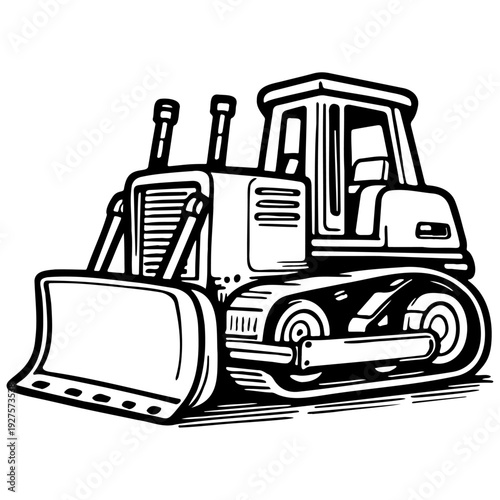 Bulldozer Sketch Drawing.