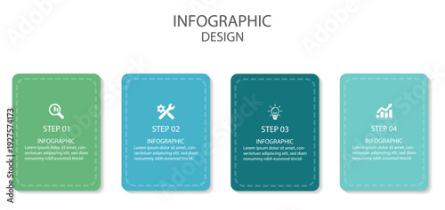 Business infographic process with thin line template design with icons and 4 options or steps. Vector business template for presentation.