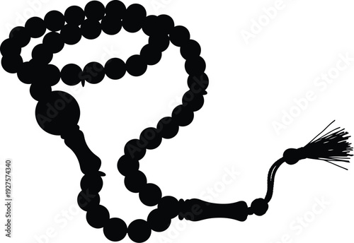 Black beaded necklace with tassel