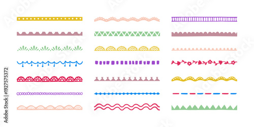 Colorful Decorative Border and Divider Collection for Scrapbook Planner Worksheet Stationery and Sticker Sheet Craft Decorations