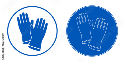 Surgical gloves icon set. Mandatory Medical gloves symbols. Sterilization and infection control PPE signage for hospital, clinic and laboratory healthcare compliance design