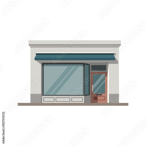 Modern Small Business Shopfront with Large Glass Windows and Entrance Door