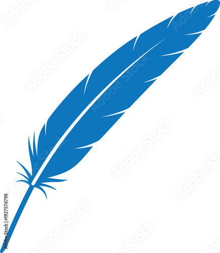 Blue feather isolated on transparent background