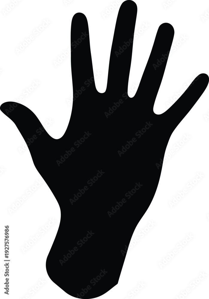 Obraz premium Black silhouette of a human hand isolated on transparent background