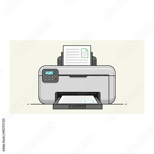 Pixel Art Office Printer Device Illustration