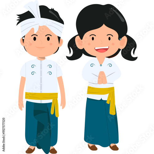 Balinese Couple Praying in Nyepi Day