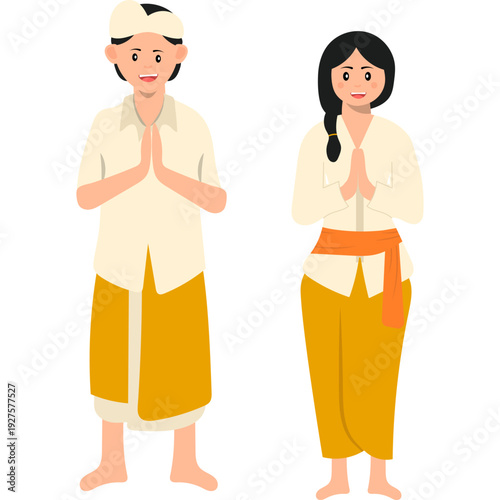 Balinese Couple Praying in Nyepi Day